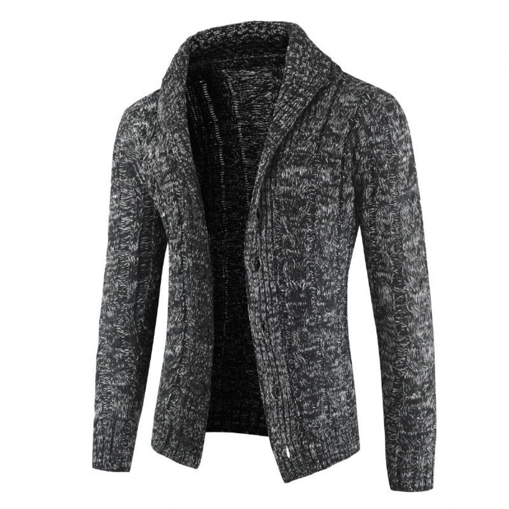 Miesten Neulepuserot Trendikäs Lapel Knit Neulepusero