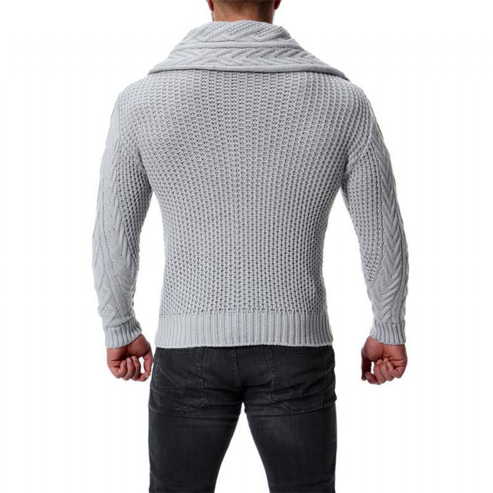 Neulepuserot Miesten Turndown Collar Slim Sweater