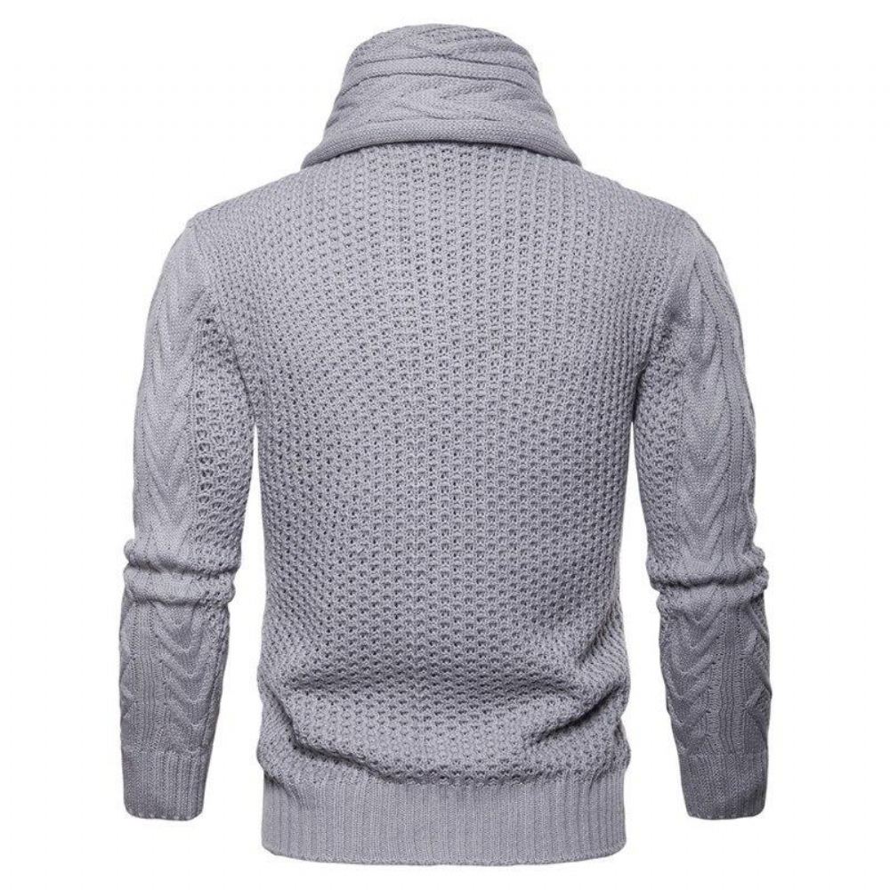 Neulepuserot Miesten Turndown Collar Slim Sweater