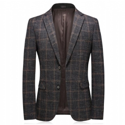 Kyynärpää Patch Tweed Plaid Blazer Blazerit Miesten