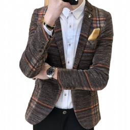 Miesten Blazerit Suunnittelija Blazer Tweed Painike