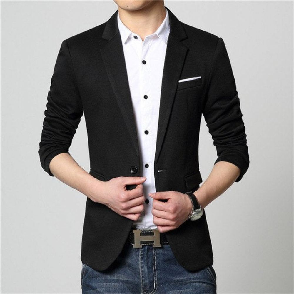 Muoti Solid Business Blazer Blazerit Miesten