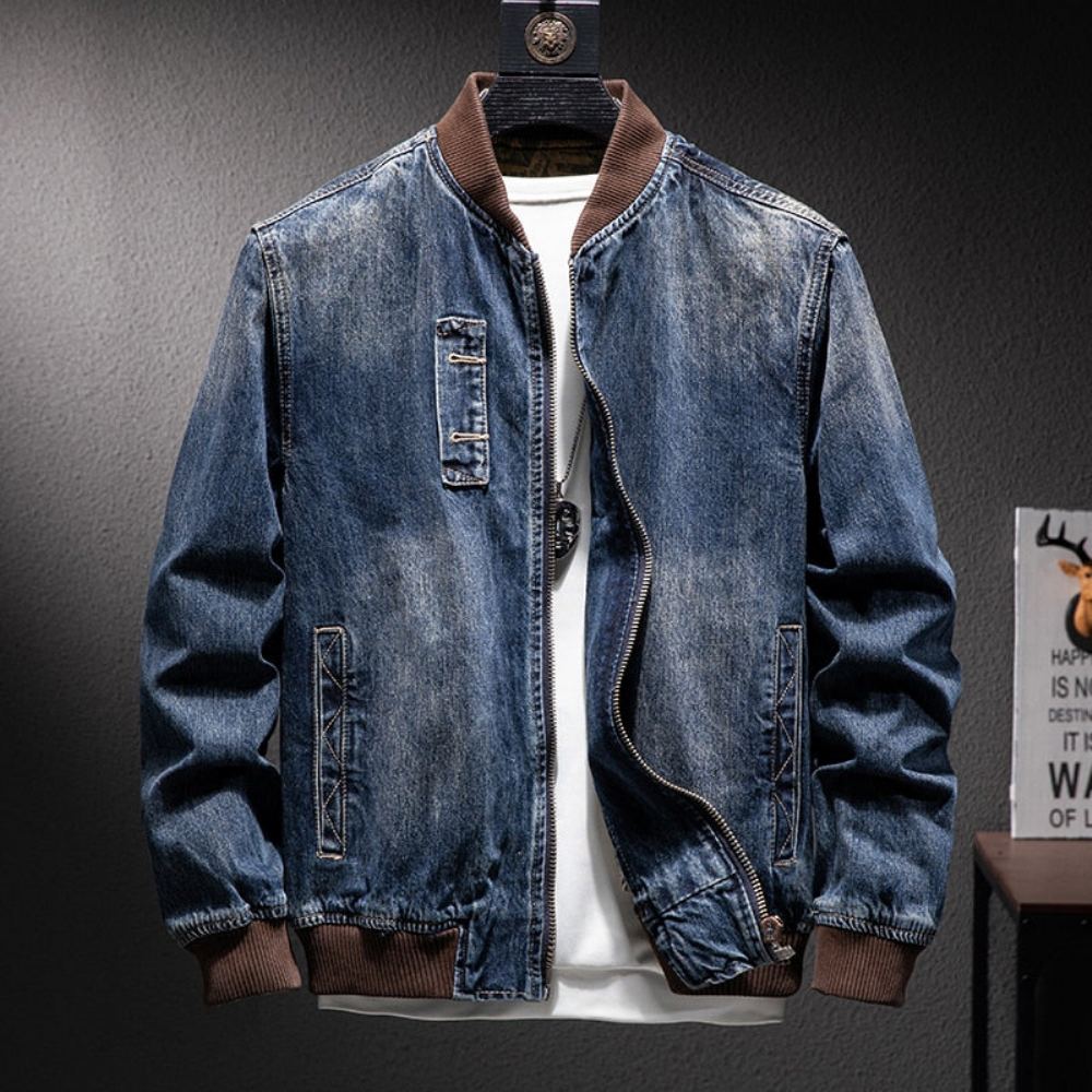 Farkkutakit Miesten Autumn Denim Casual Pilot Bomber Takki