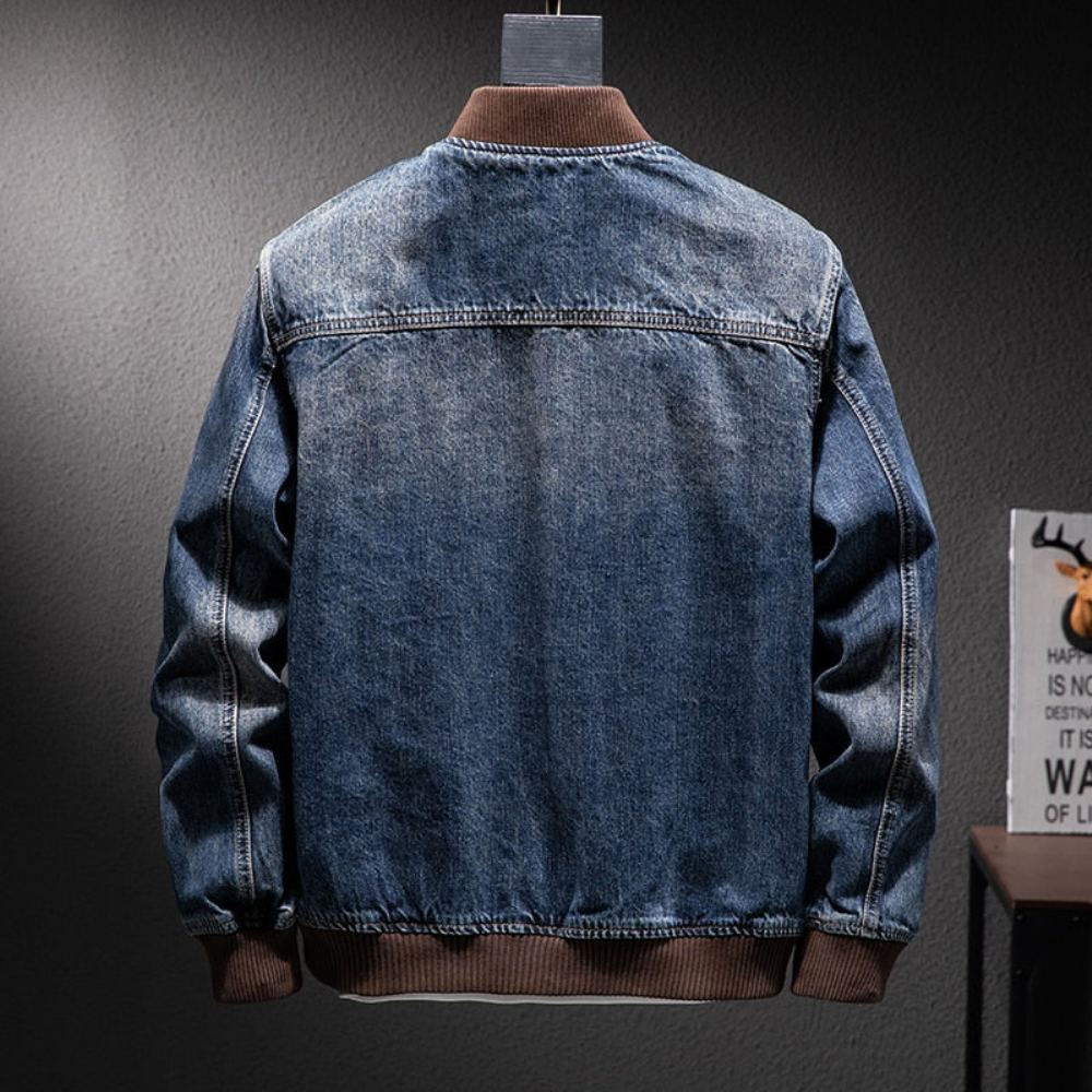 Farkkutakit Miesten Autumn Denim Casual Pilot Bomber Takki