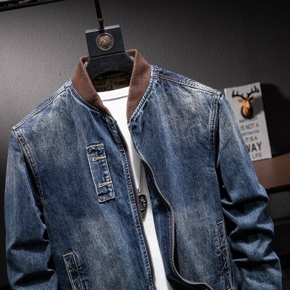 Farkkutakit Miesten Autumn Denim Casual Pilot Bomber Takki