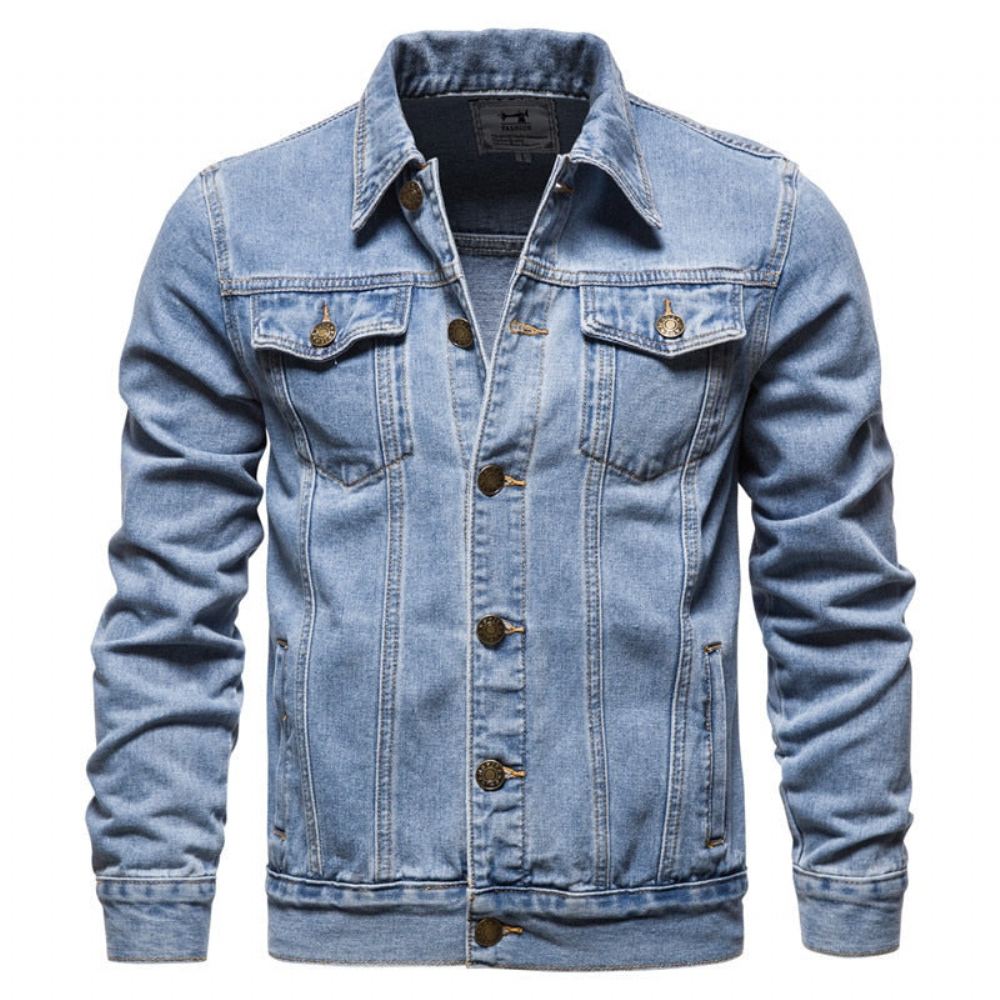 Farkkutakit Miesten Denim Lapel Single Breasted Farkkutakki