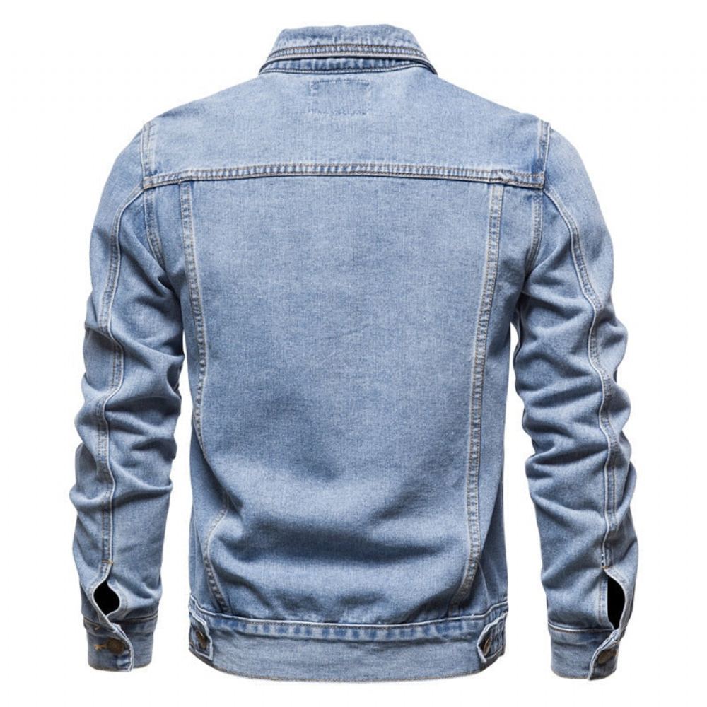 Farkkutakit Miesten Denim Lapel Single Breasted Farkkutakki