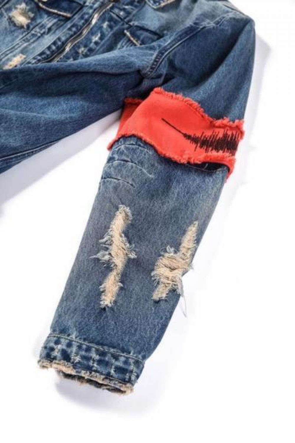 Farkkutakit Miesten Revitty Nauha Distressed Denim Takki