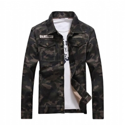 Miesten Farkkutakit Denim Camouflage Windbreaker Outerwear Takki