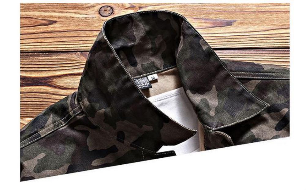 Miesten Farkkutakit Denim Camouflage Windbreaker Outerwear Takki