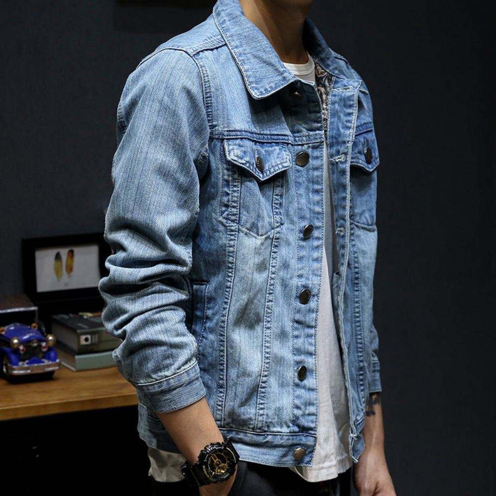 Miesten Farkkutakit Street Style Slick Denim Takki