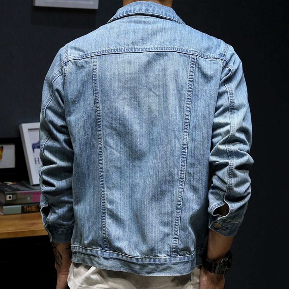 Miesten Farkkutakit Street Style Slick Denim Takki