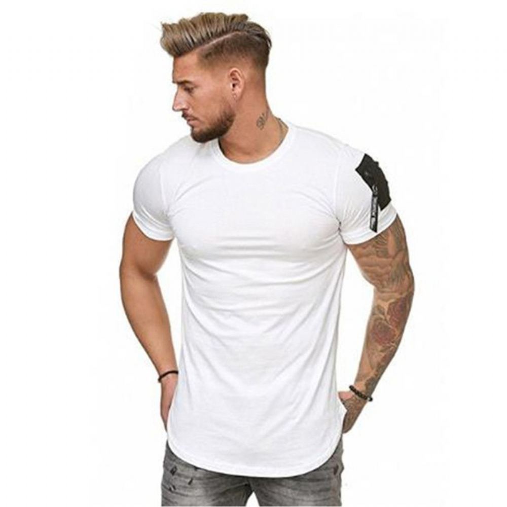 Paidat Miesten Merkki Zipper On Shoulder T-paita