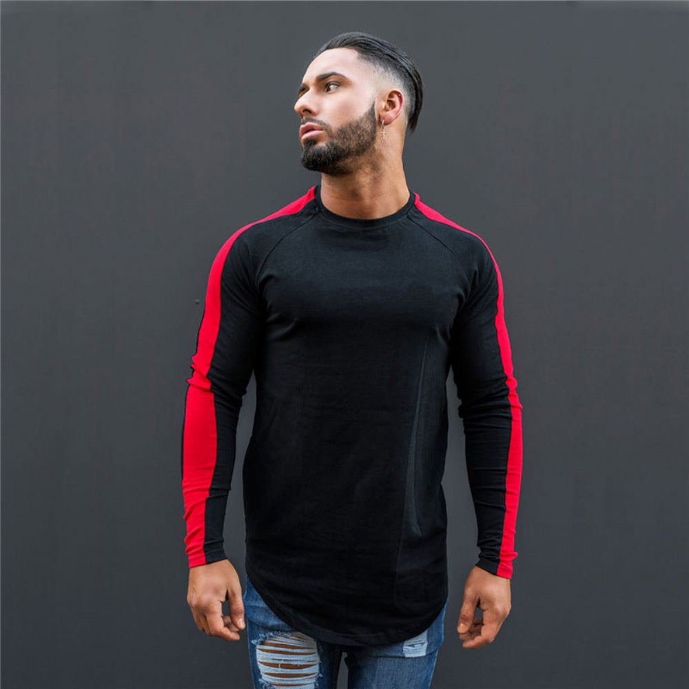 Paidat Miesten Side Stripe Muscle Hem T-paita