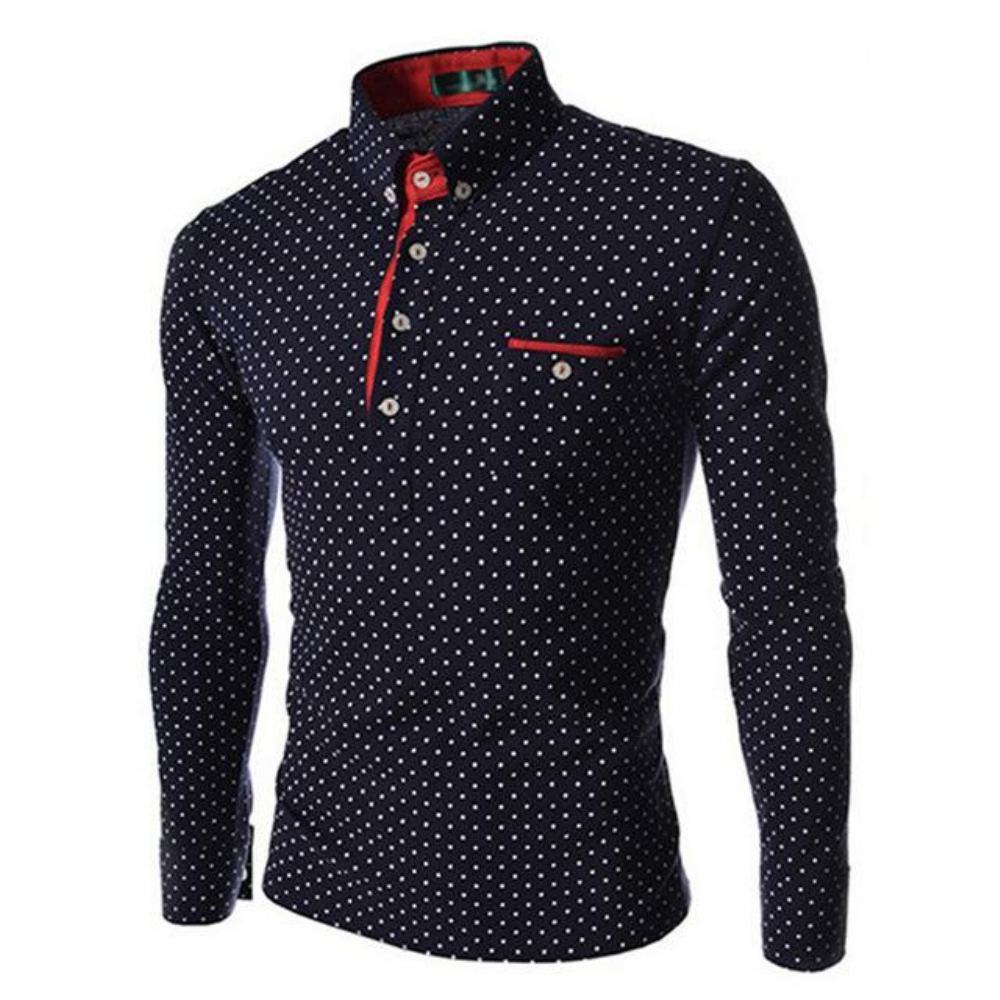 Miesten Kauluspaidat Polka Dot Paitakaulus Slim Fit Mekkopaita