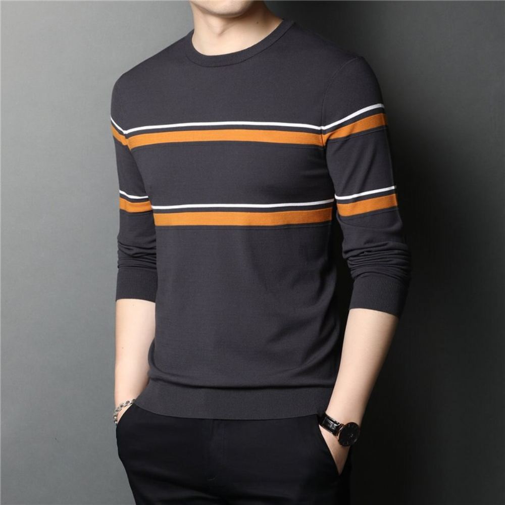 Miesten Villapaidat Brand Fashion Striped Pull Homme Neulepusero