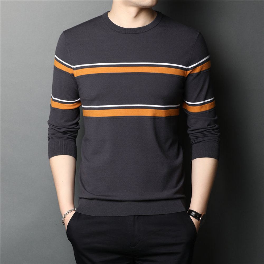 Miesten Villapaidat Brand Fashion Striped Pull Homme Neulepusero