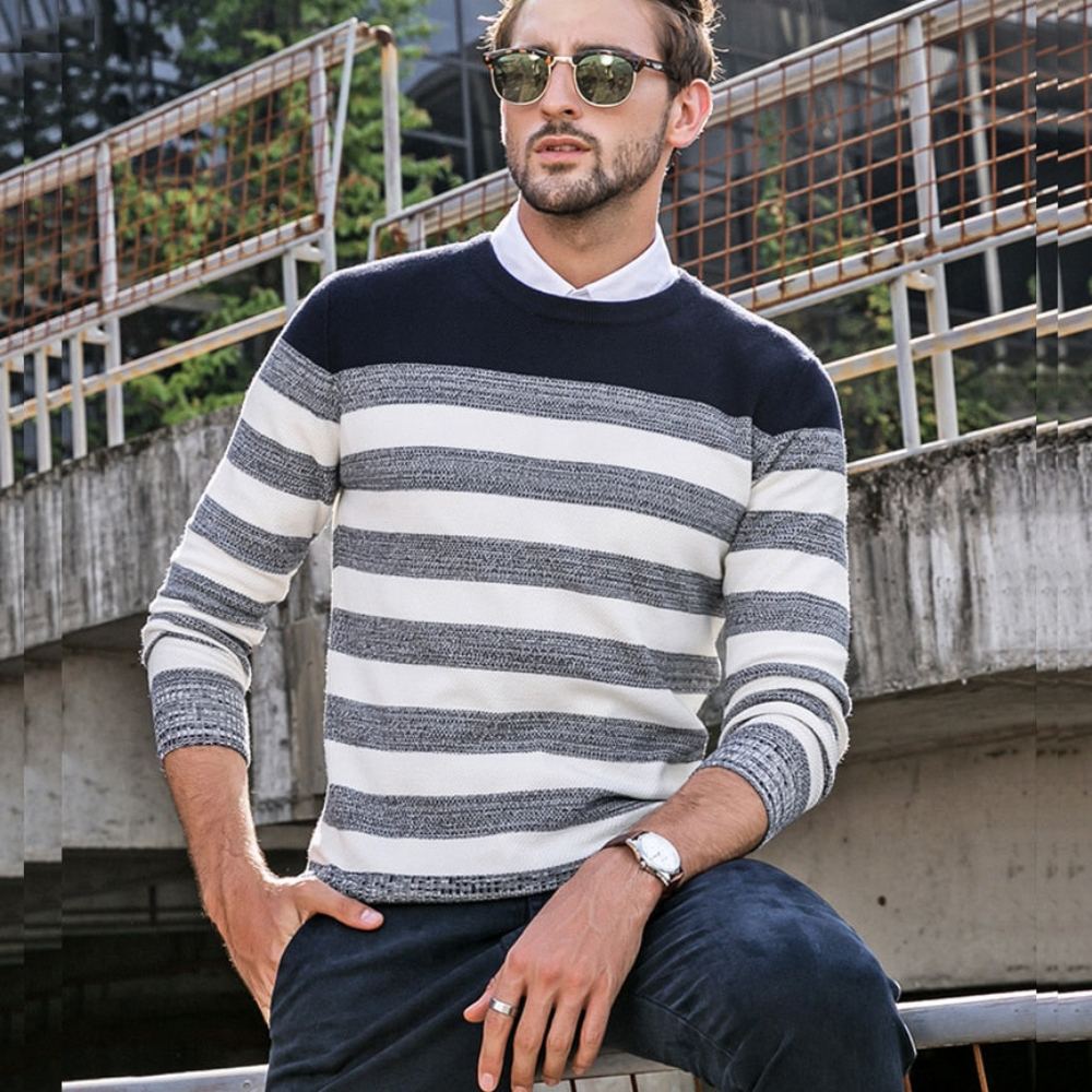 Miesten Villapaidat Stripe Knitwear Rento Villapaita