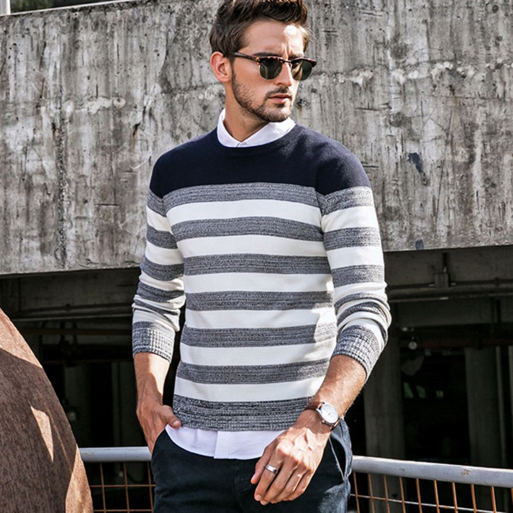 Miesten Villapaidat Stripe Knitwear Rento Villapaita