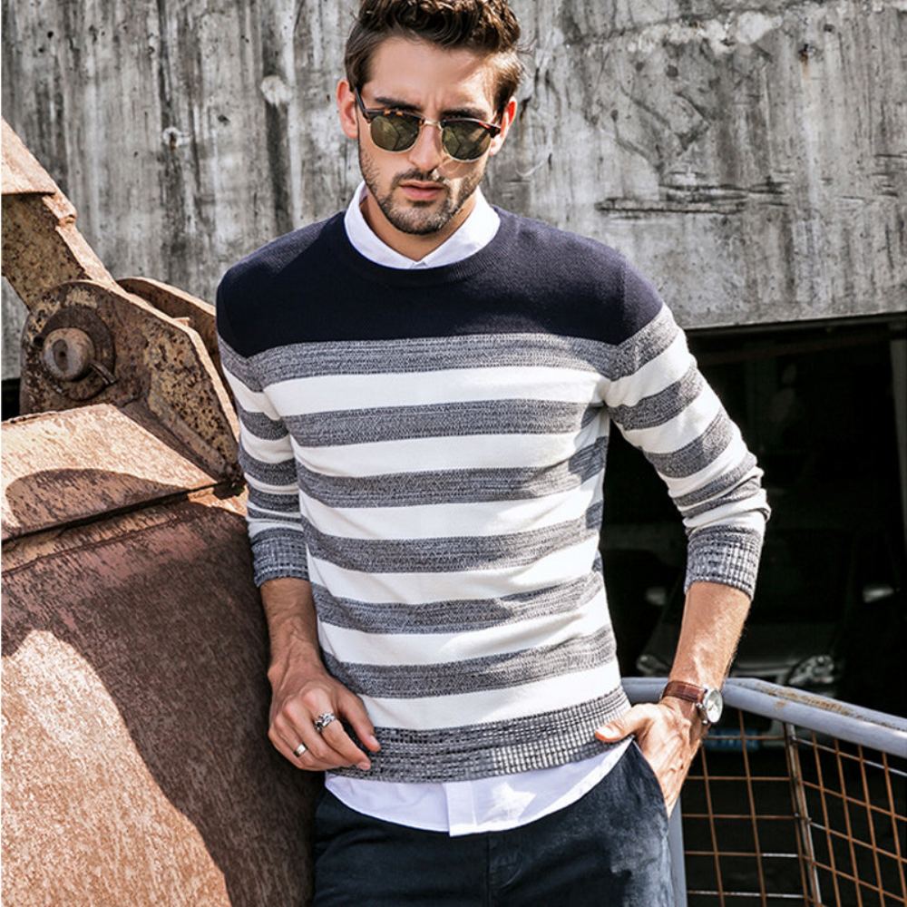 Miesten Villapaidat Stripe Knitwear Rento Villapaita