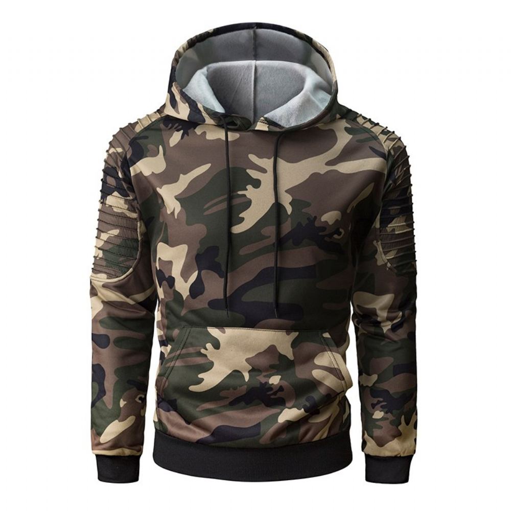 Hupparit Miesten Laskostettu Raglan Sleeves Camouflage Huppari