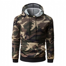 Hupparit Miesten Laskostettu Raglan Sleeves Camouflage Huppari