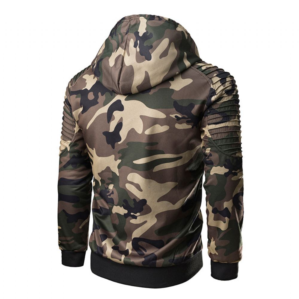 Hupparit Miesten Laskostettu Raglan Sleeves Camouflage Huppari