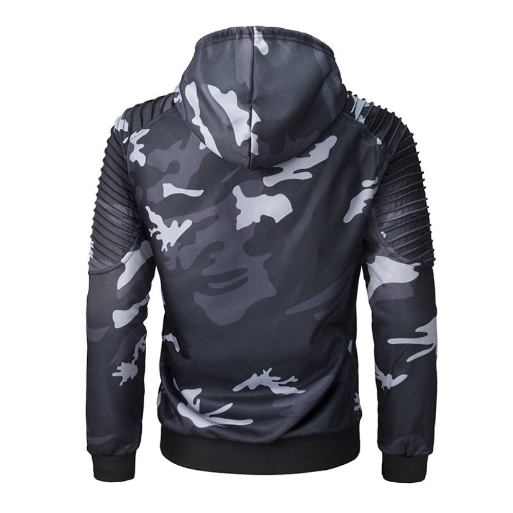 Hupparit Miesten Laskostettu Raglan Sleeves Camouflage Huppari