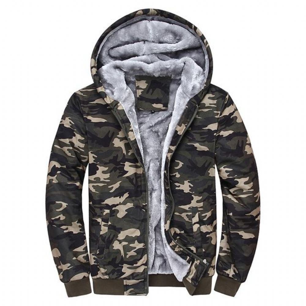 Hupparit Miesten Talvi Thick Fleece Camo-huppari