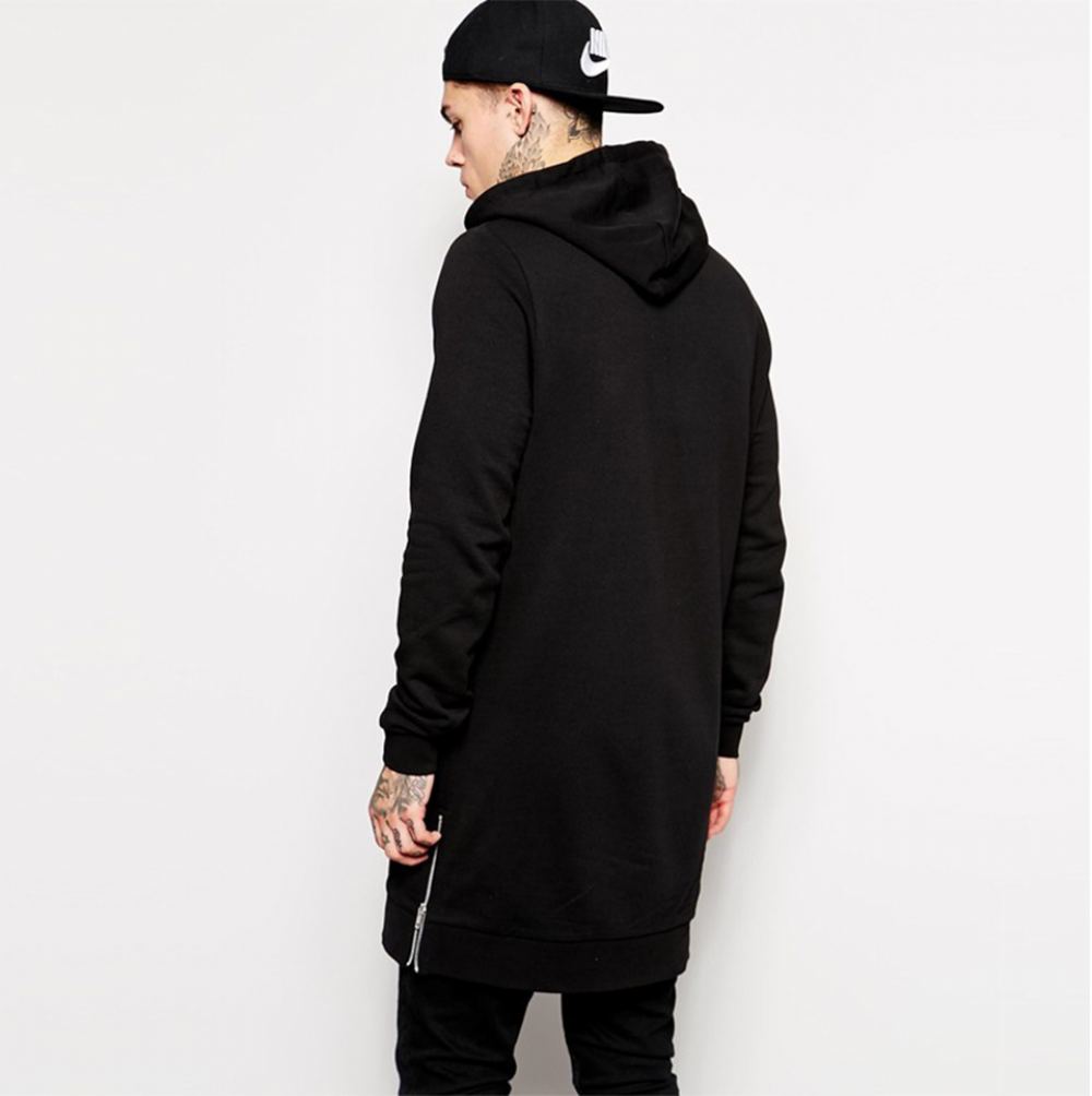 Miesten Hupparit Fleece Hip Hop Longline Fashion Huppari