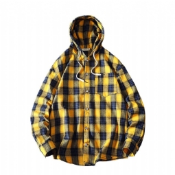 Miesten Hupparit Streetwear Plaid Loose Hupullinen Paita