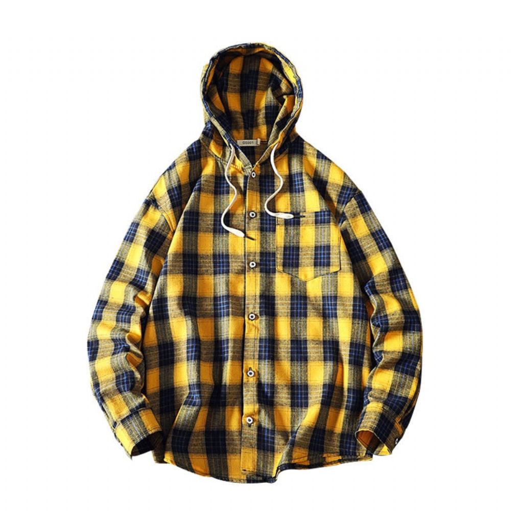 Miesten Hupparit Streetwear Plaid Loose Hupullinen Paita