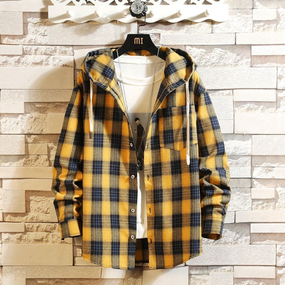 Miesten Hupparit Streetwear Plaid Loose Hupullinen Paita