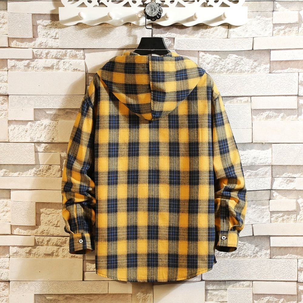 Miesten Hupparit Streetwear Plaid Loose Hupullinen Paita