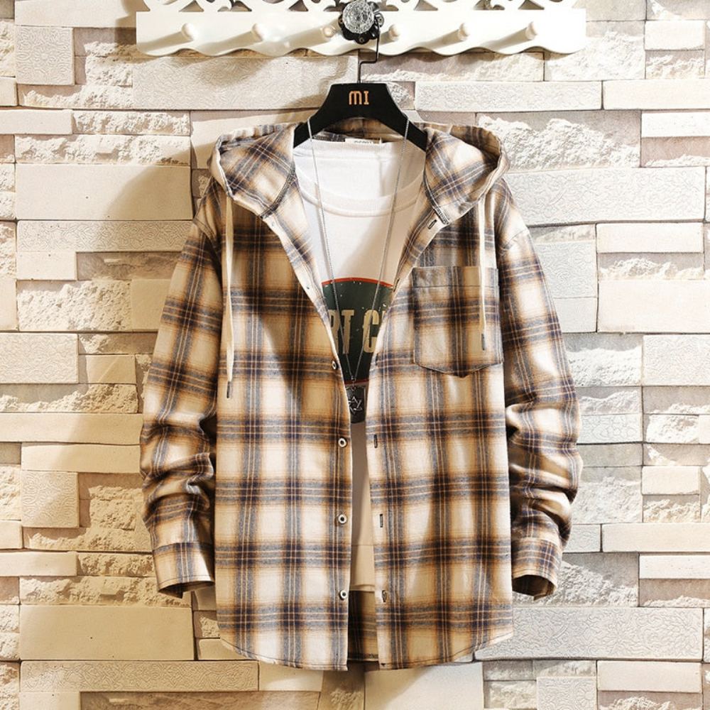 Miesten Hupparit Streetwear Plaid Loose Hupullinen Paita