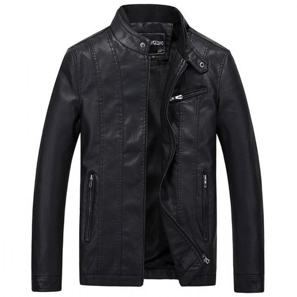 Miesten Nahkatakit Biker Style Slim Fit Pu-nahkatakki