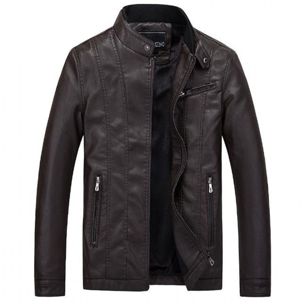 Miesten Nahkatakit Biker Style Slim Fit Pu-nahkatakki