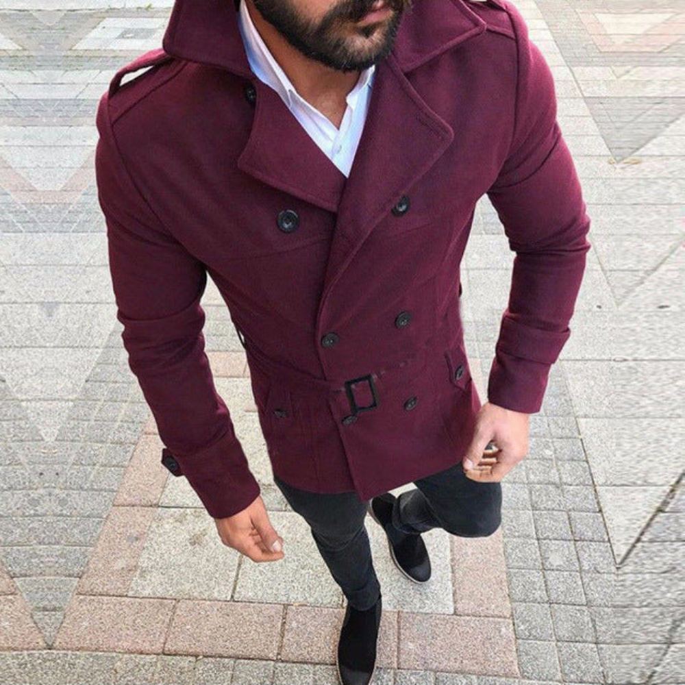 Takit Miesten Trench Reefer Double Breasted Peacoat