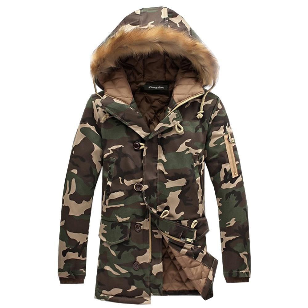 Takit Miesten Winter Camouflage Fur Hood Parka