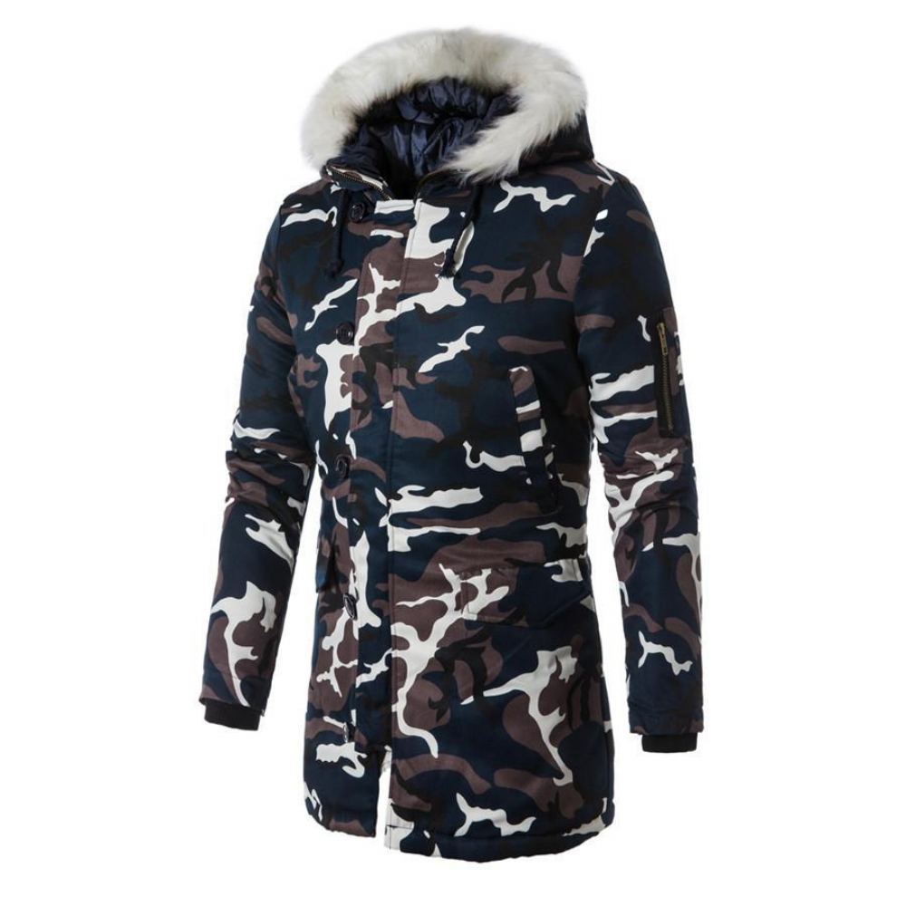 Takit Miesten Winter Camouflage Fur Hood Parka