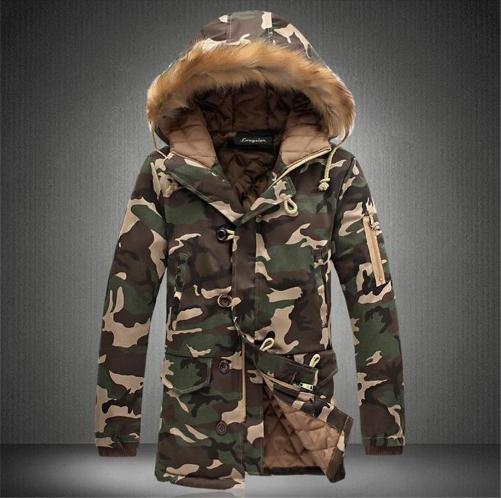 Takit Miesten Winter Camouflage Fur Hood Parka