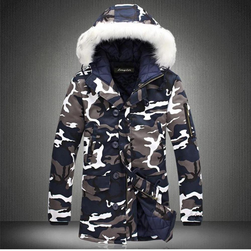 Takit Miesten Winter Camouflage Fur Hood Parka