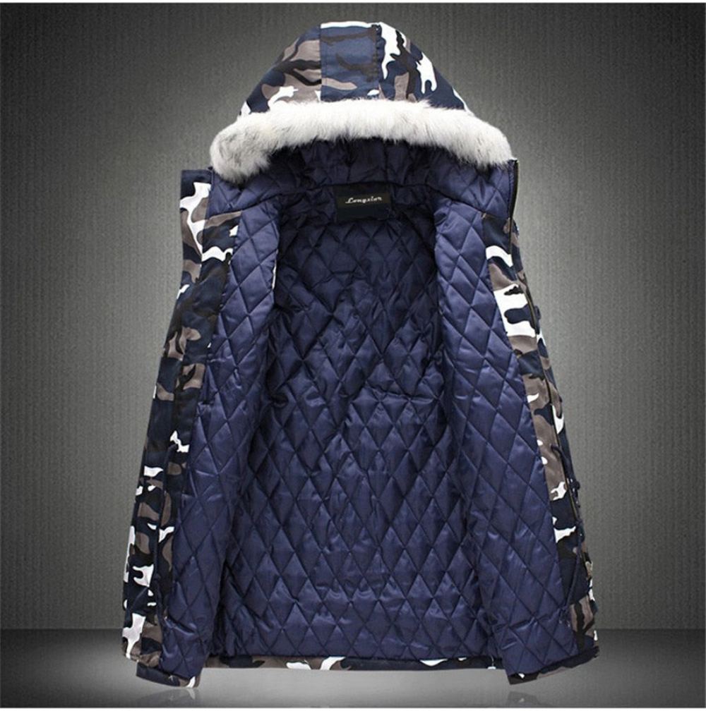 Takit Miesten Winter Camouflage Fur Hood Parka