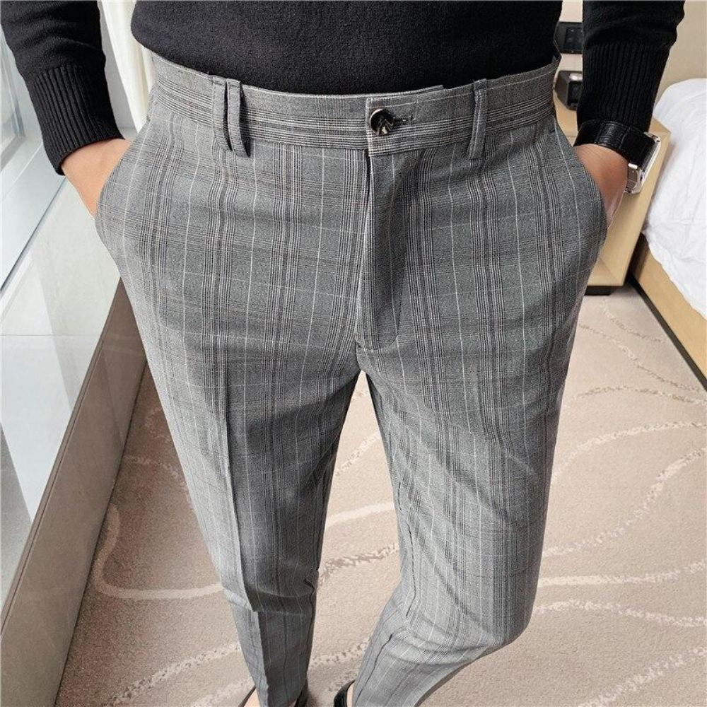 Housut Miesten Plaid Gentleman Checked England Pants