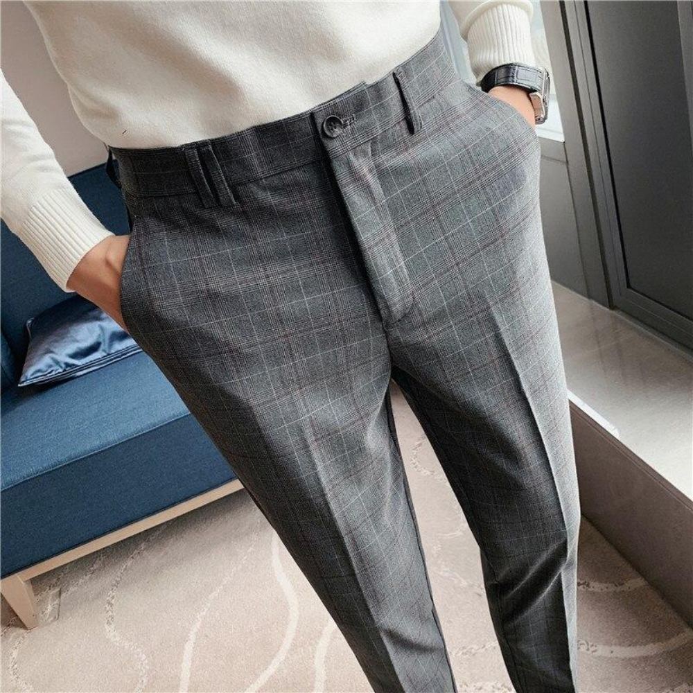 Housut Miesten Plaid Gentleman Checked England Pants