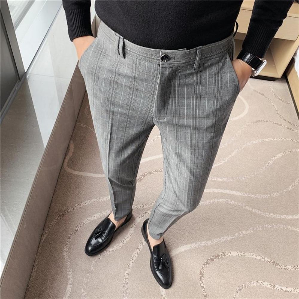 Housut Miesten Plaid Gentleman Checked England Pants