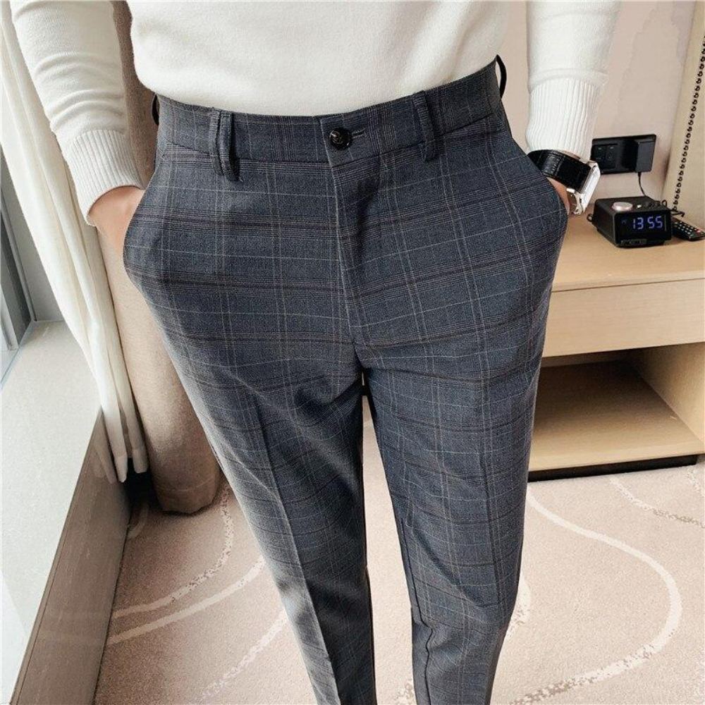 Housut Miesten Plaid Gentleman Checked England Pants