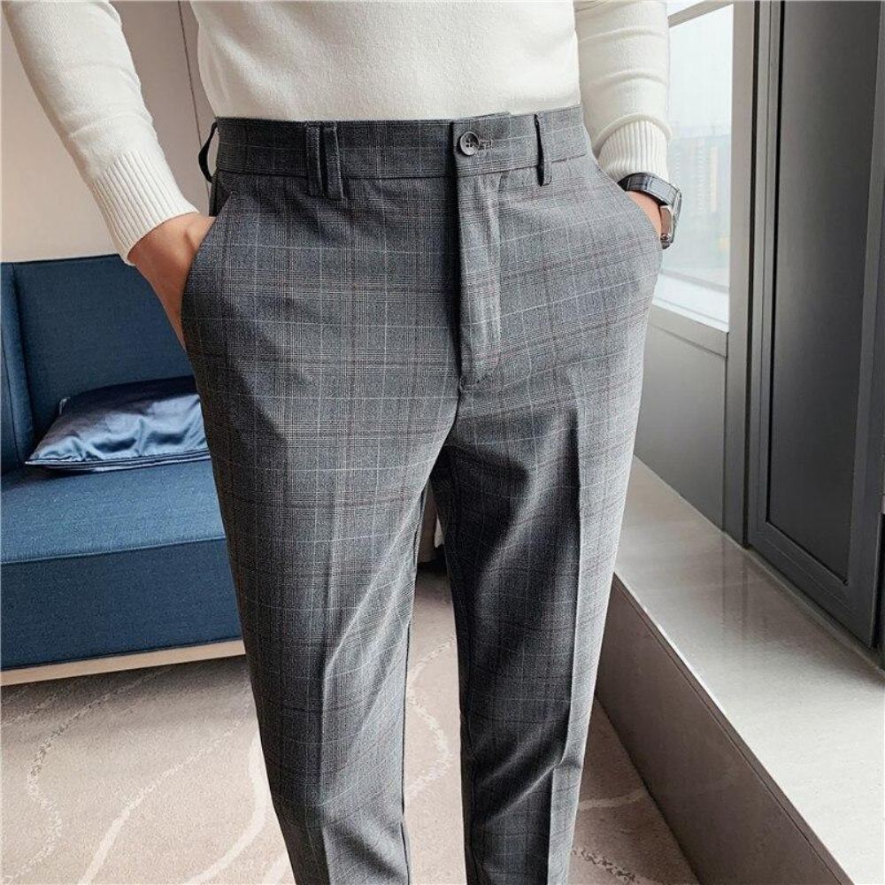 Housut Miesten Plaid Gentleman Checked England Pants