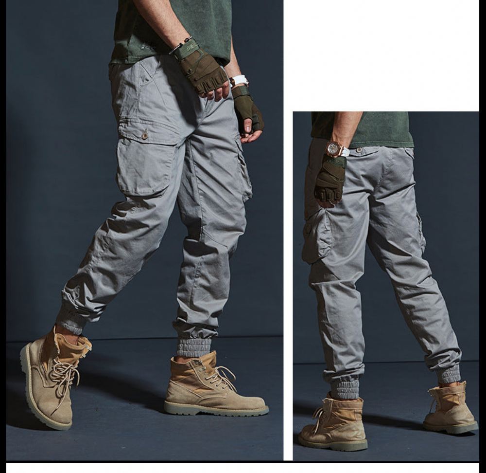 Miesten Housut Cargo Military Style Elastisuushousut