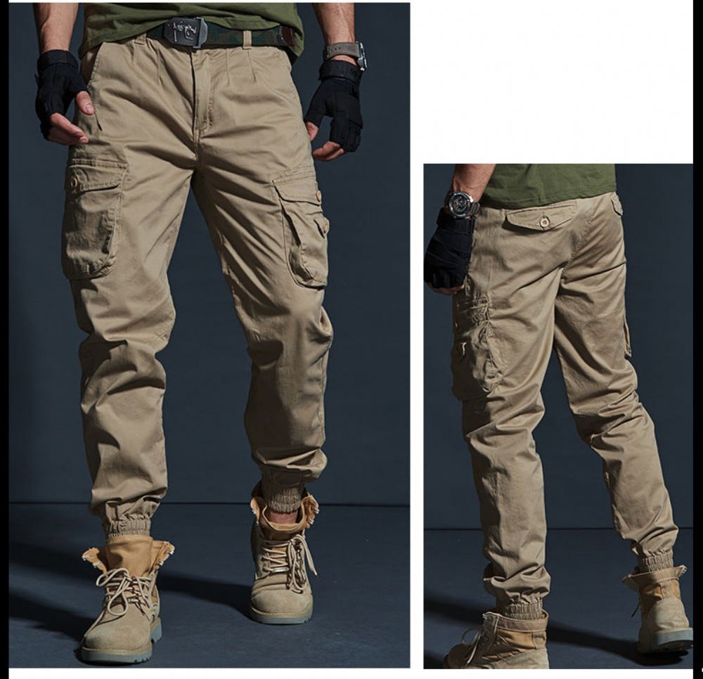 Miesten Housut Cargo Military Style Elastisuushousut